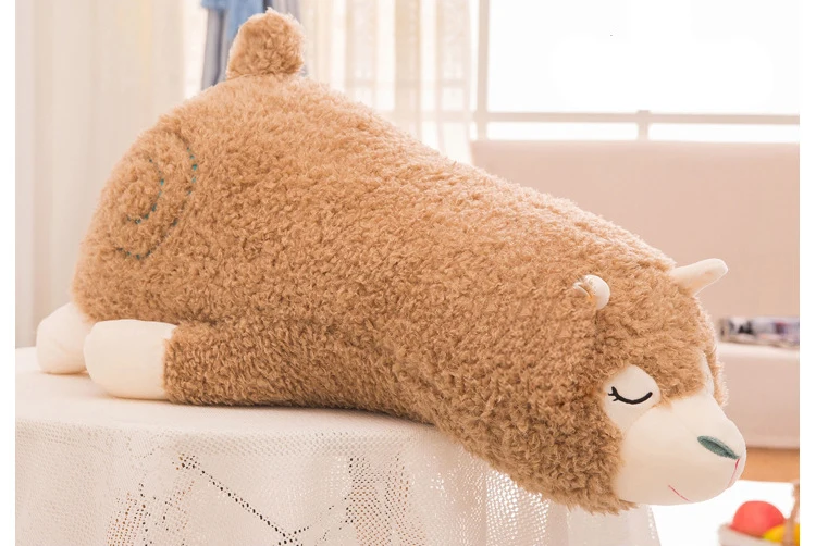 light brown Подушка для стула, альпака, плюшевая игрушка, мягкая лама, подарок для девочек, подушки для дивана, белые, коричневые, альпака, кукла, животное, милая Подушка, дешево - Цвет: light brown