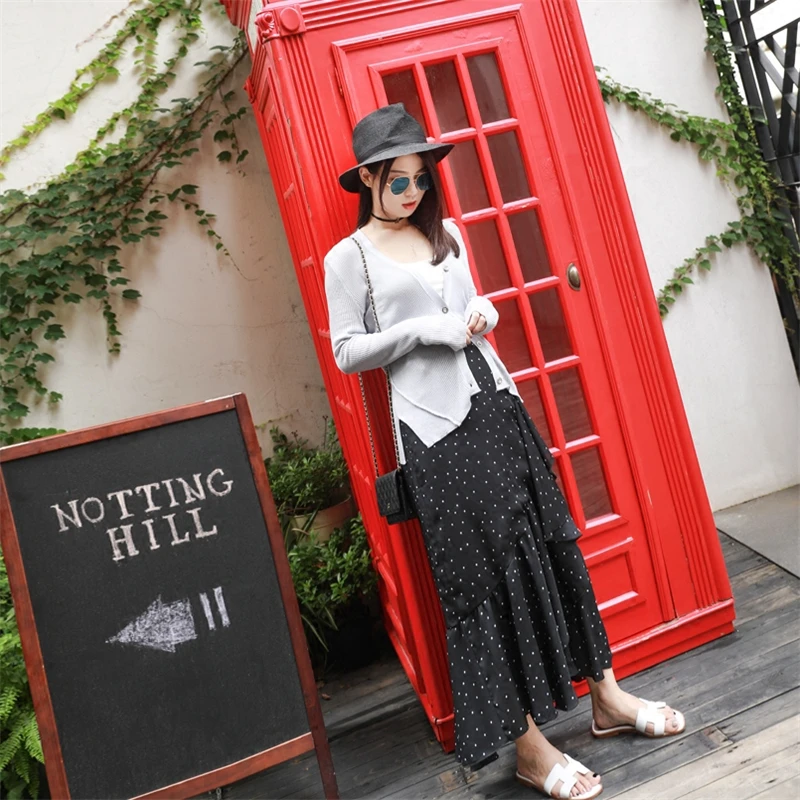 GRRCOSY юбка для беременных новинка летняя в горошек шифон шнуровка ассиметричная