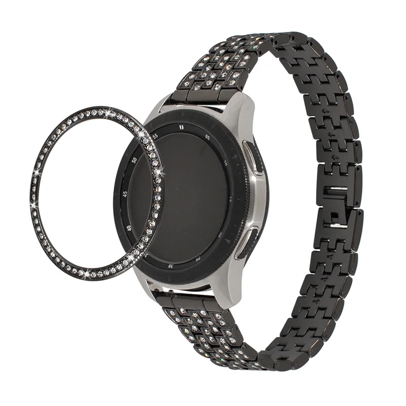 Black Gear S3 Ring For Samsung Galaxy Watch 46mm 42mm Diamond Metal Ring Adhesive Cover Anti Scratch smart watch Accessories - Цвет: Black