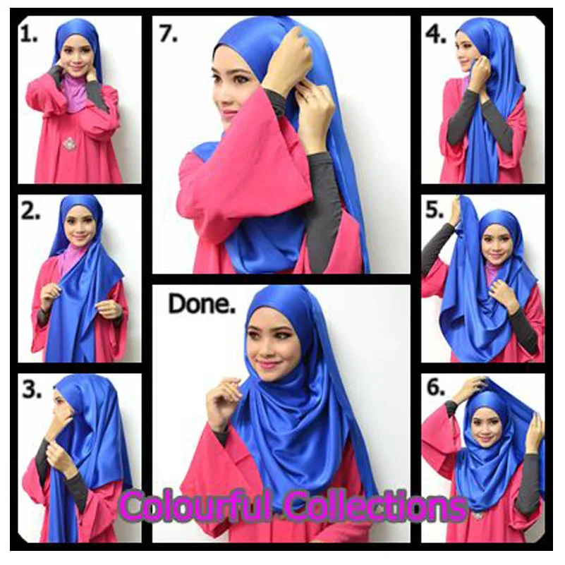 Мусульманский модный Хиджаб Женский платок на голову исламские хиджабы атласная