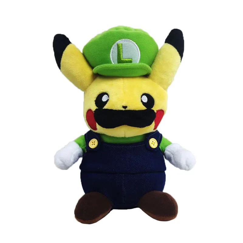 B Luigi 20cm Мультфильм Милый Пикачу Косплей Super Mario Bros Луиджи Марио Плюшевые игрушки Мягкая кукла рождественский подарок для детей 2 стиля - Цвет: B Luigi 20cm