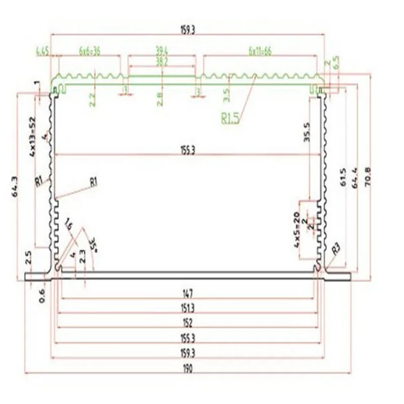 10 штук в партии 71x190x155 мм экструдированный алюминиевый корпус для электроники