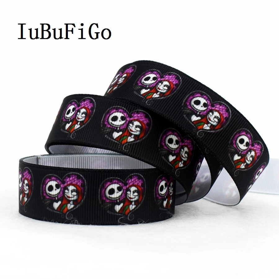 IuBuFiGo 7/8&quot Halloween Printed Grosgrain ribbon 22 mm Cartoon gift bows DIY headband tape 50yard | Дом и сад