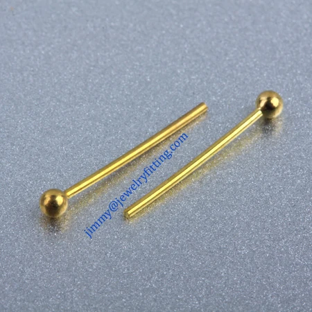 Jewelry Making findings Raw brass metal Ball head Pins Ball pins wholesale 0.6*14mm with 2mm beads shipping free