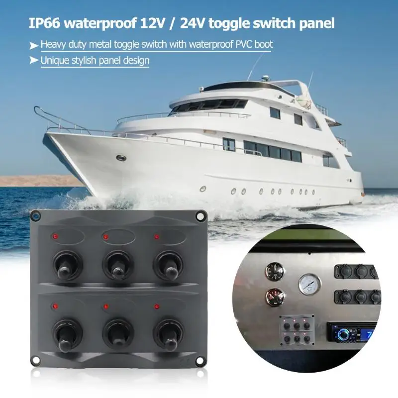 Водонепроницаемый 12 V/24 V автомобиль лодка морской RV 6-бандажная светодиодный вкл/выкл панель с переключателями водостойкий переключатель Панель Авто Запчасти для авто