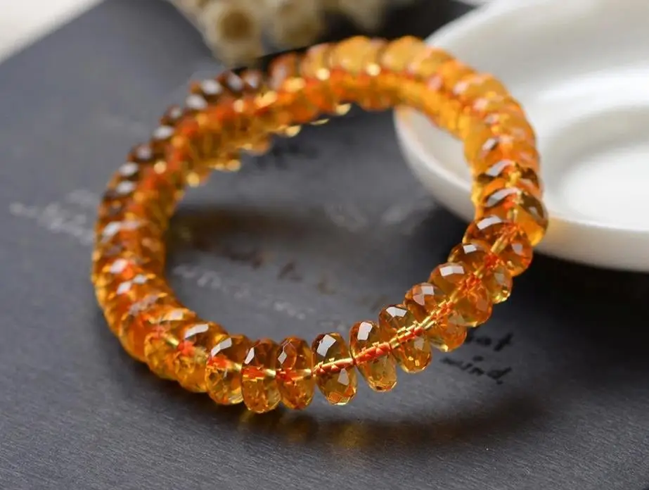 

Natural Brazilian yellow crystal Bracelet AAA 4*7mm