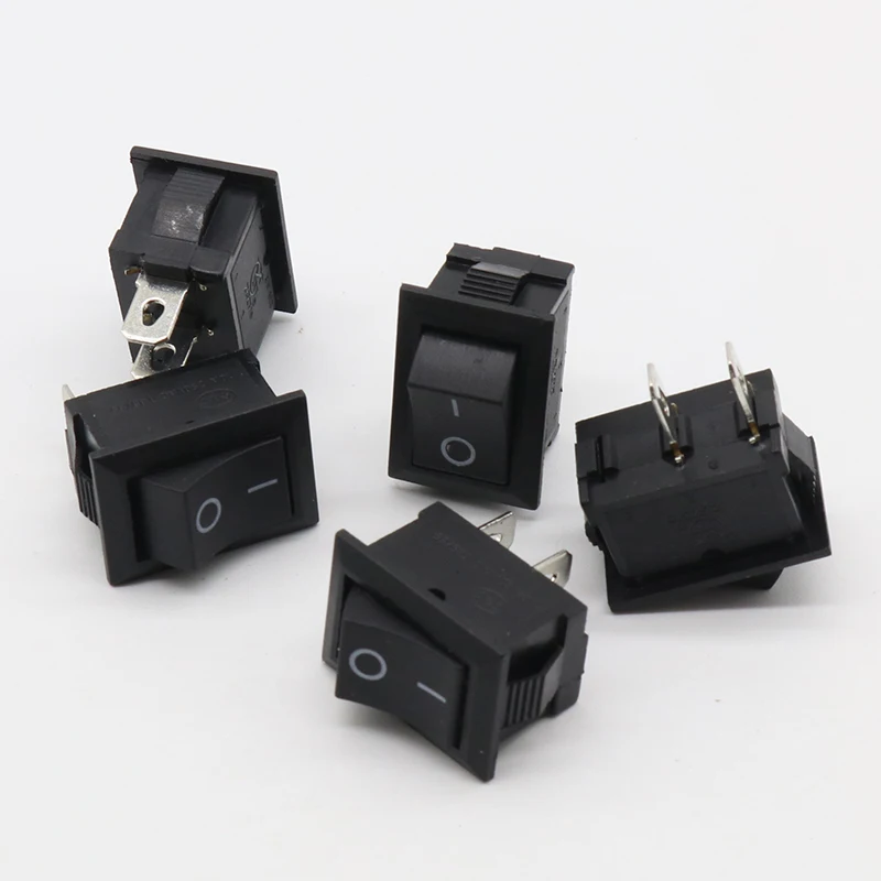 5 шт./лот черный кнопочный мини переключатель 6A 10A 110V 250V KCD1 2 контактный ВКЛ/ВЫКЛ 21