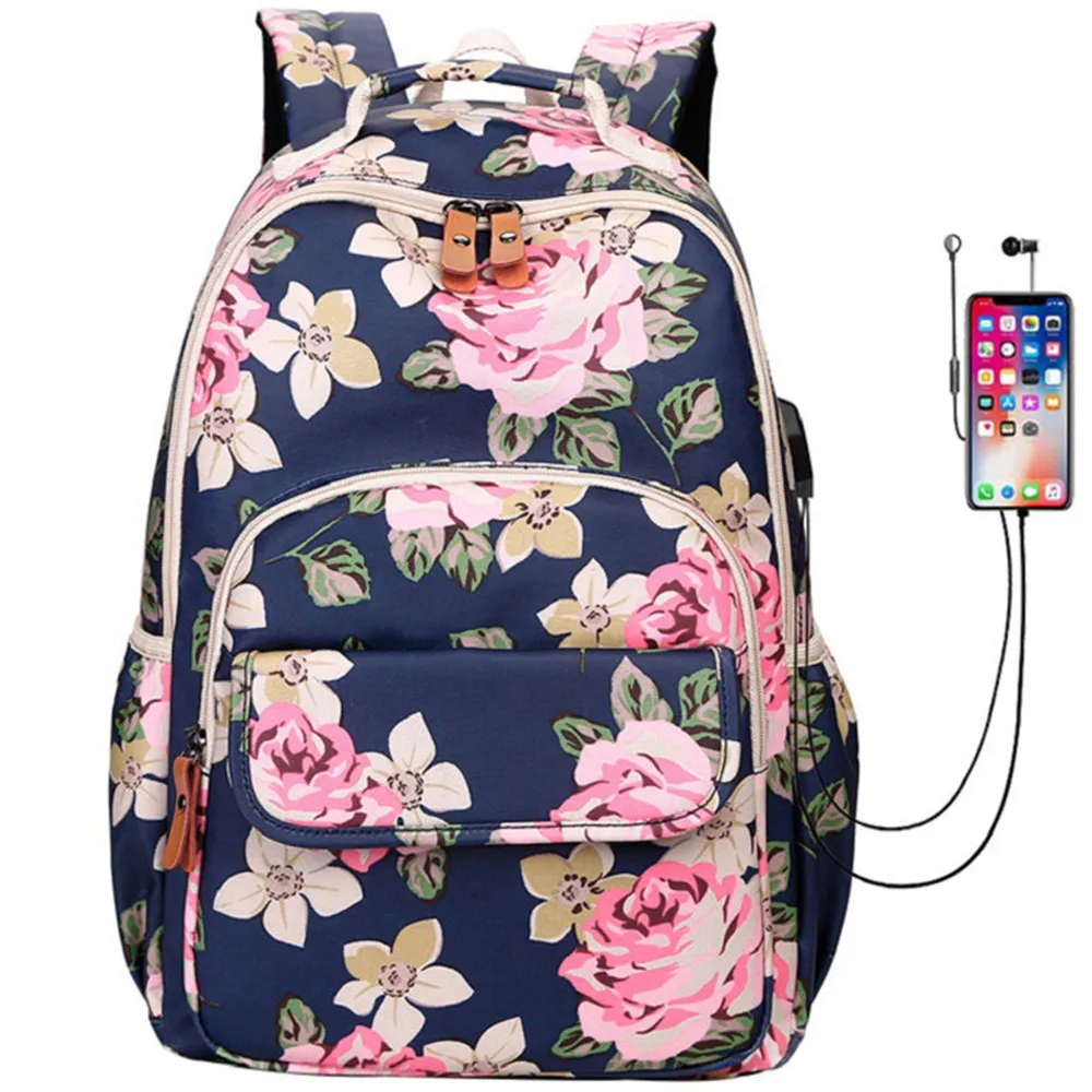 

Hot USB Charging Laptop Backpack Women For Teenage Students Girls School Backpack Bag Printing Female Backpacks Travel Bagpack