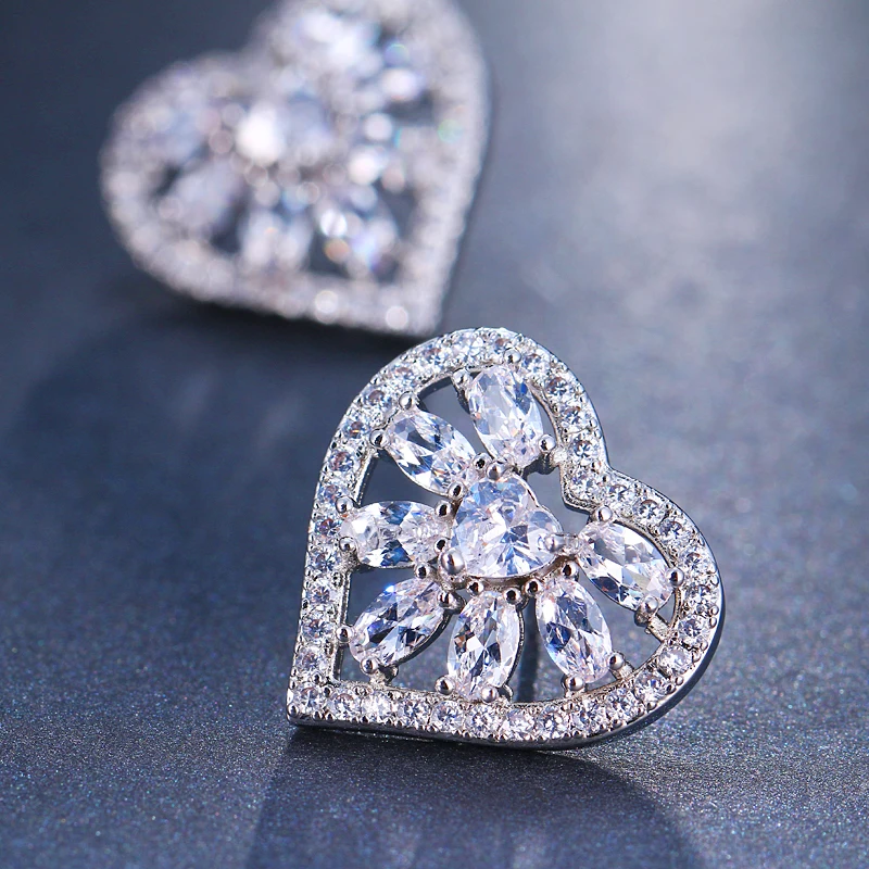 Модные серьги гвоздики с кубическим цирконием AAA для женщин роскошные невесты Druzy