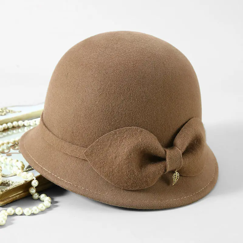 Женская фетровая шляпа Колокол с короткими полями из 100% шерсти|Женские фетровые