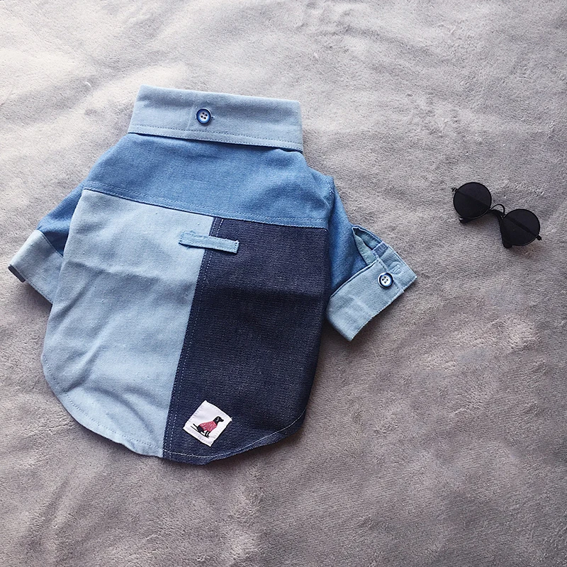 Летняя рубашка для собак джинсовые куртки воротник с рукавами рубашки кошек