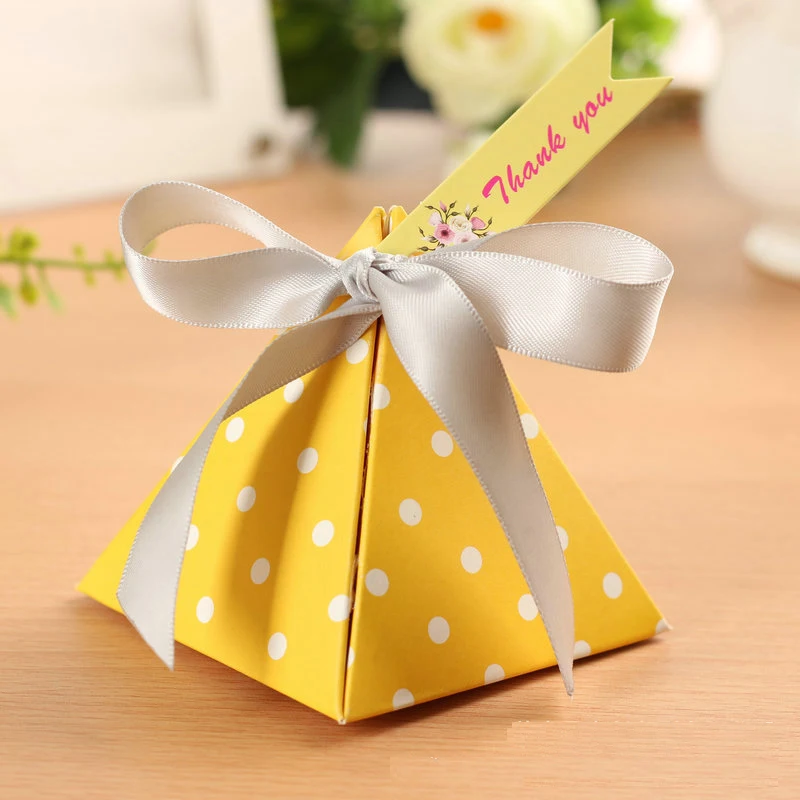 50 шт./лот креативная Подарочная коробка для детского душа треугольная пирамида