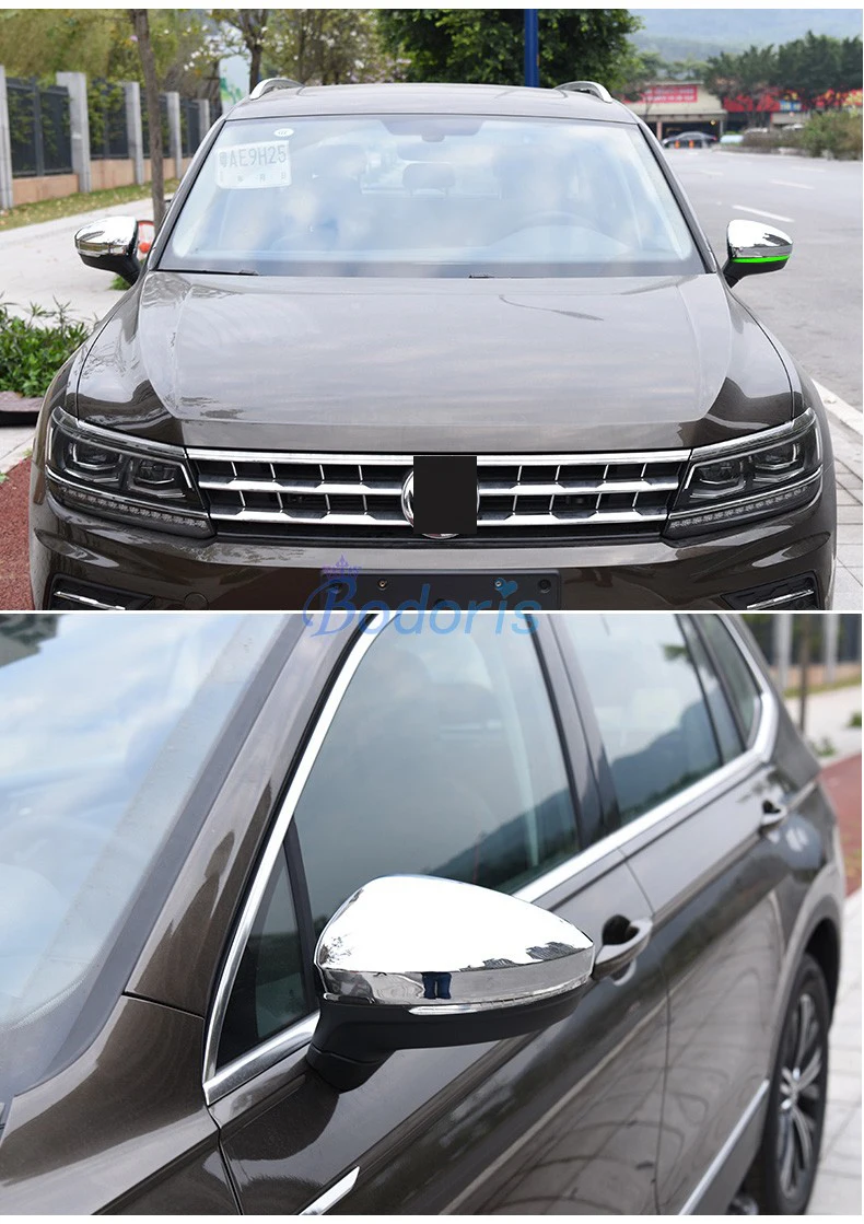 Для Volkswagen VW Tiguan L углеродное волокно цветная Накладка заднего вида панель дверного зеркала хромированные аксессуары для стайлинга автомобилей