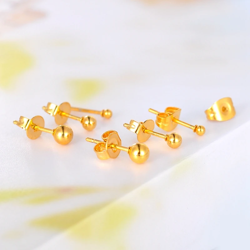 3 пар/компл. Золотая сережка из нержавеющей стали-гвоздик розовое золото круглые