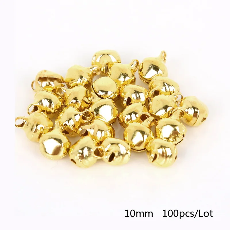 10mm 100Pcs 50-300 шт Золотые колокольчики железные Подвески Подвесные Рождественские елочные украшения Рождественские украшения вечерние DIY аксессуары для рукоделия - Цвет: 10mm 100Pcs
