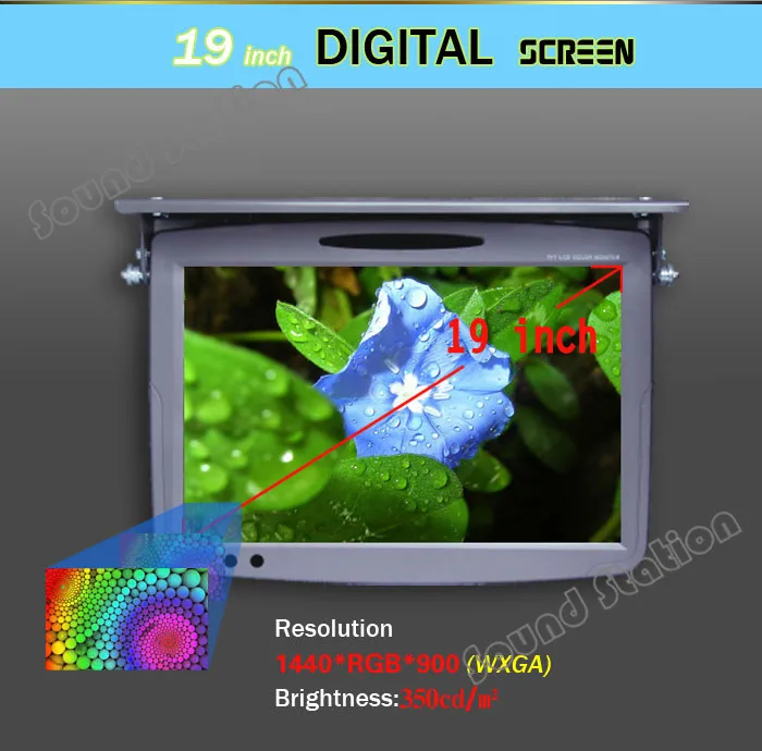 19 дюймовый откидной монитор RCA AV автомобильный TFT ЖК дисплей Автомобильный