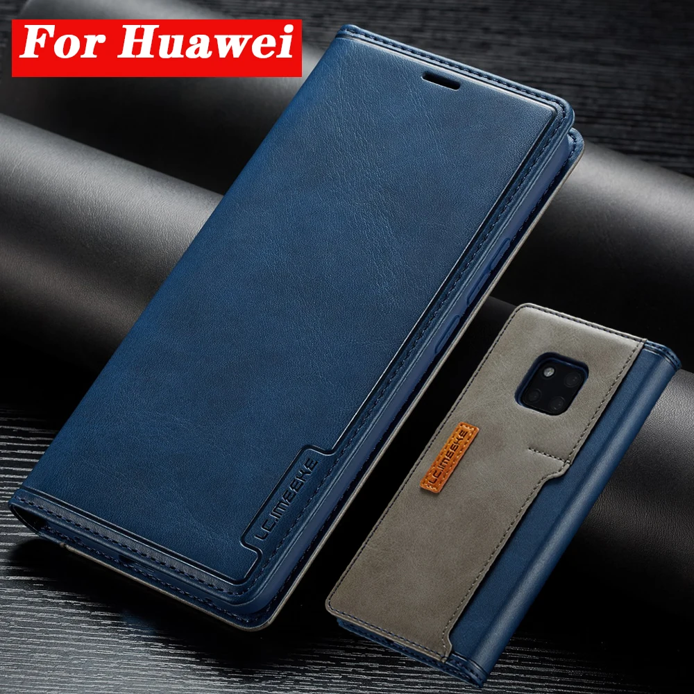 Кожаные чехлы для телефонов Huawei P30 P20 Pro Lite Mate 20 pro lite Nova 3e флип Чехлы контрастных