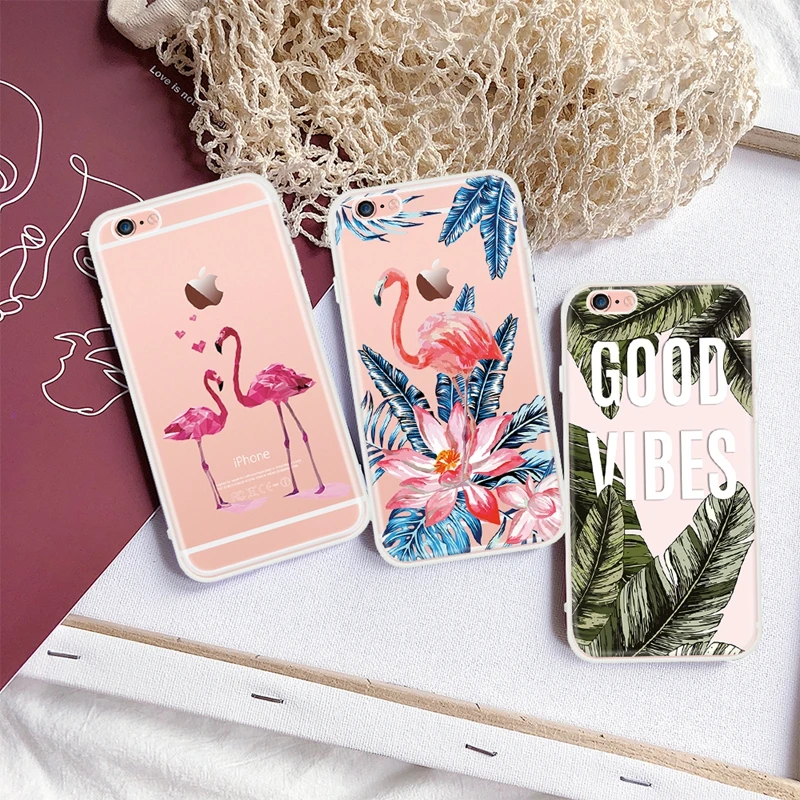 Милый чехол для телефона для iPhone 7, 8 Plus, 6, 6 S, X, XS, Max, XR, 5, 5S, SE, мягкий силиконовый чехол для iPhone 6 S PLUS, 7, 8, кактус, фламинго, чехол s