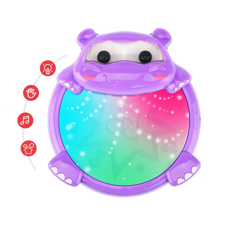 Electric Music Hand Drum Toy Baby Early Education Toys Child DIY Light Pat Drums Cute Hippo Kids Musical Instruments Game Gifts | Игрушки и