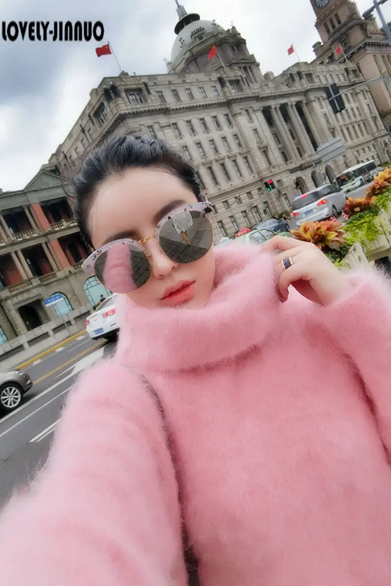 Новинка женский классический вязаный кашемировый свитер из норки Ангорская