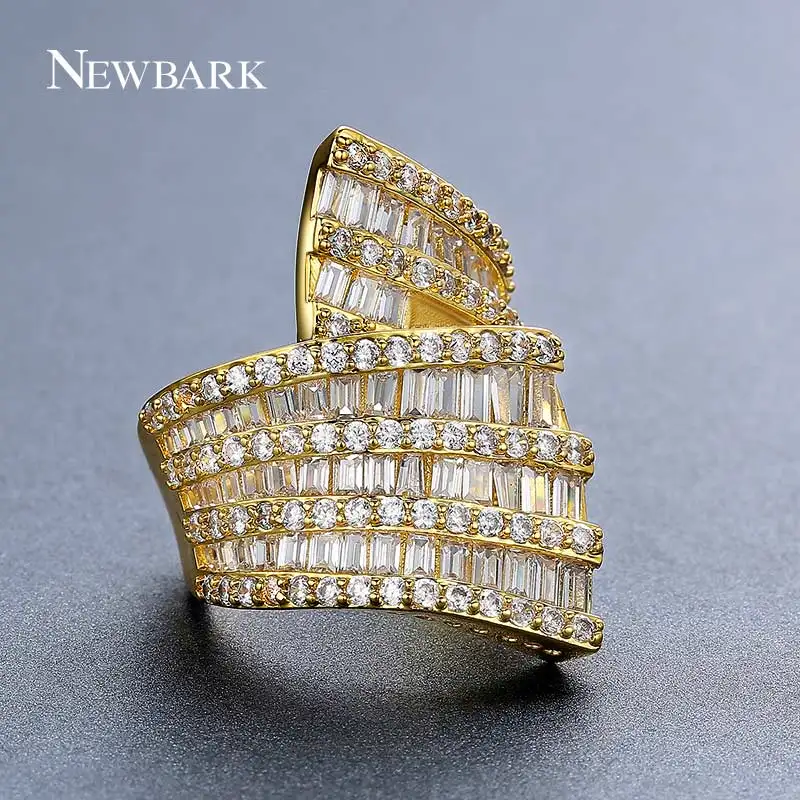 Newbark необычное кольцо для Для женщин золото Цвет серебро проложили 4 ряд AAA