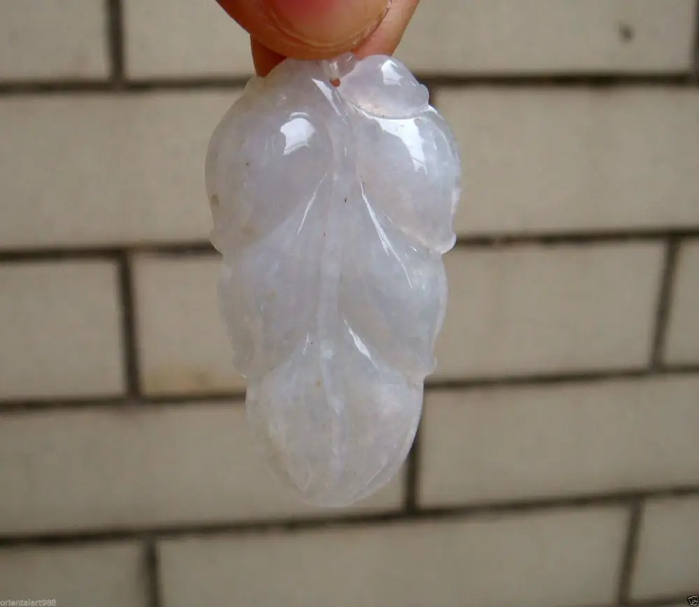 Certified Untreated White Icy Jadeite Jade Leaf ( ) Pendant AAGrade A | Украшения и аксессуары