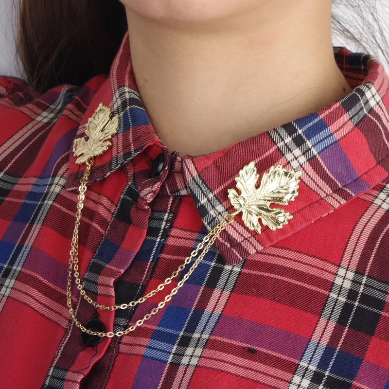 DoreenBeads кленовые листовые значки лист из сплава цинка с цепочкой модная брошка для