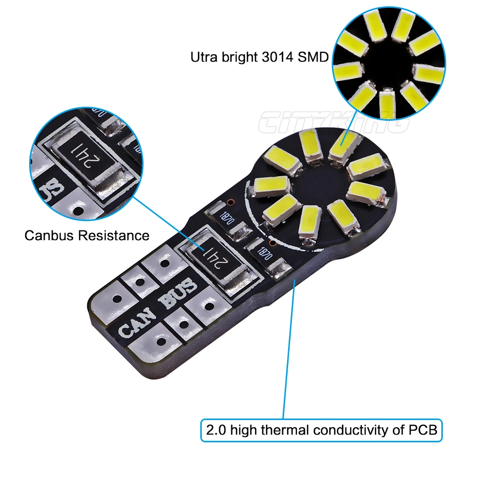 10 шт./лот t10 led canbus T10 18led 3014 smd LED без ошибок OBC 194 168 W5W внутренний инструмент лампа