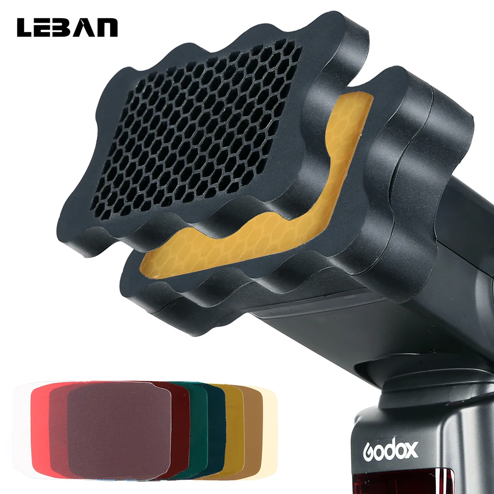 Семь цветов гелевые фильтры + Вспышка Speedlite резиновая сотовая сетка аксессуары
