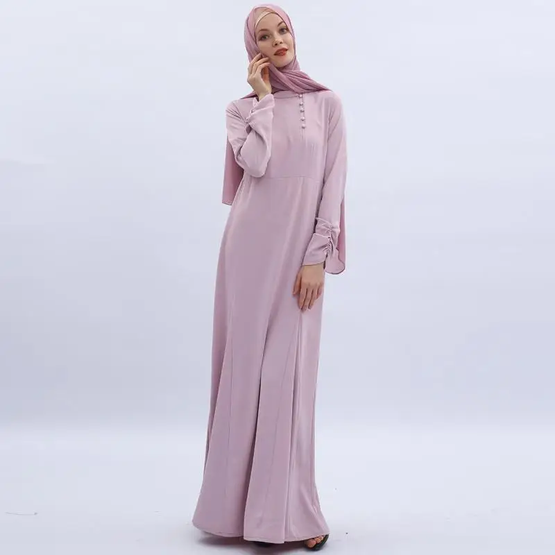 Дубай женское платье расшитое бисером с пуговицами кафтан длинным рукавом