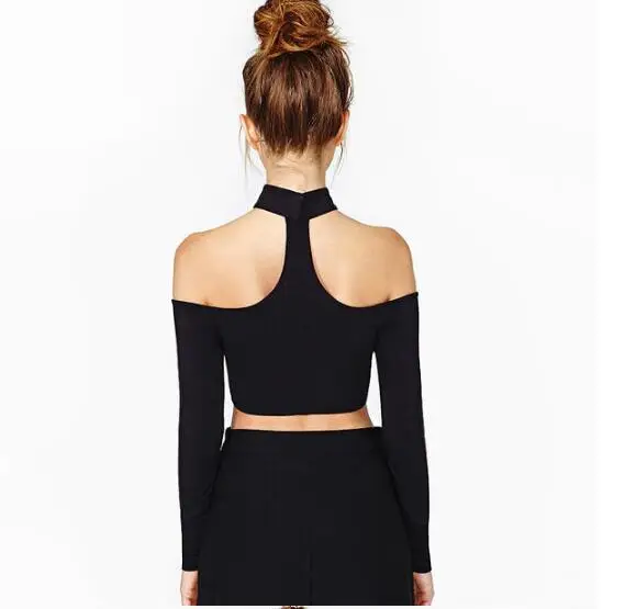 Футболка с длинным рукавом Новинка осени 2017|tee top|top teeschoker neck top |