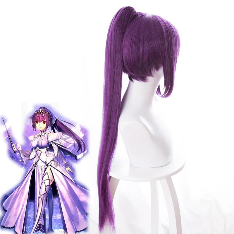 Fate Grand заказ парик фиолетовые волосы Scathach Косплей 80 см Длинные прямые косички