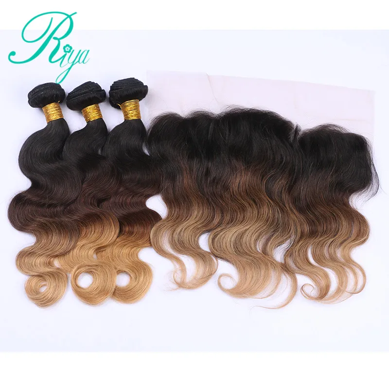 Riya Hair Ombre 1B/4/27 # цвет объемные волнистые волосы 3/4 шт человеческие для наращивания