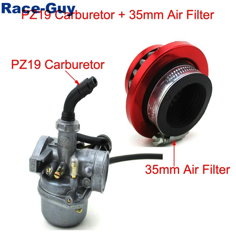 PZ19 19mm Carburteor + 35mm Aluminum Air Filter For Pit Dirt Bike Go Kart Buggy ATV Quad 4 Wheeler Taotao Roketa JCL TTR 50cc 70 |