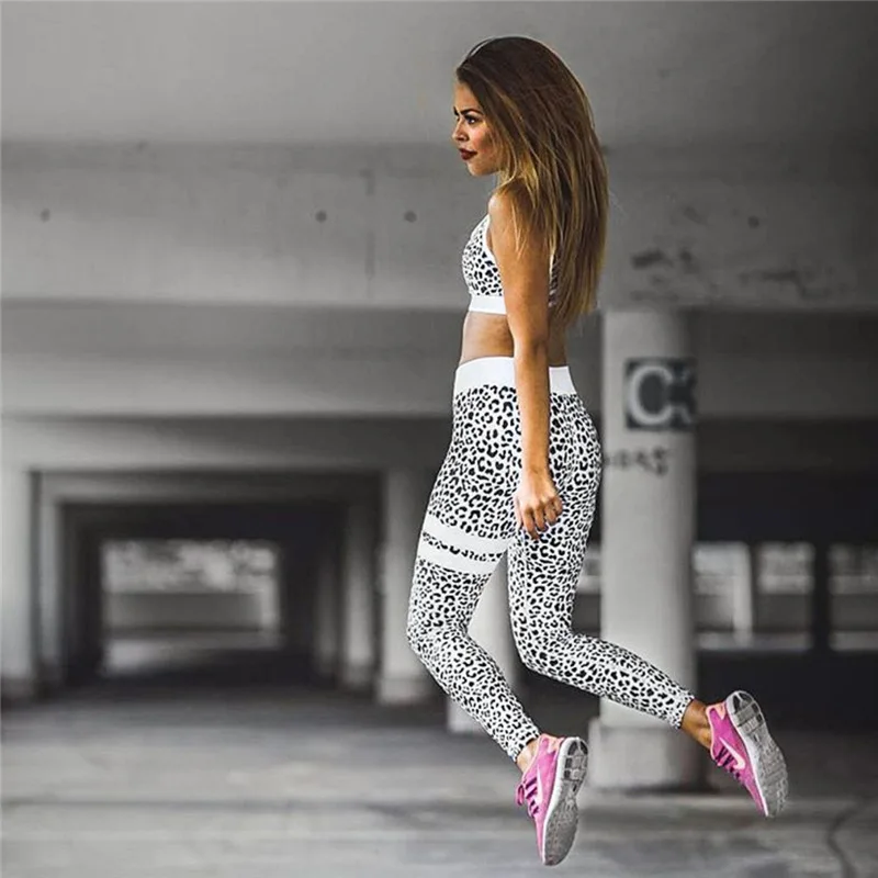 Darcydebie Leopard Для Женщин Йога комплекты спортивной костюм тренажерный зал носить