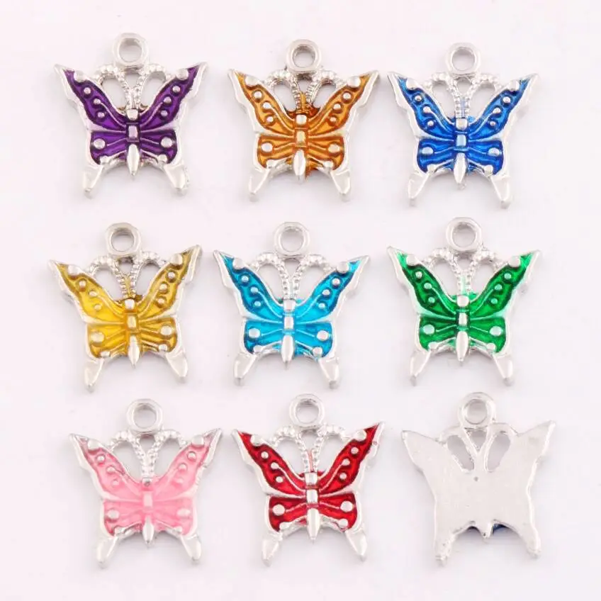 8 Цвета цинковый сплав эмаль бабочки распорка шарма бусины подвески из сплава
