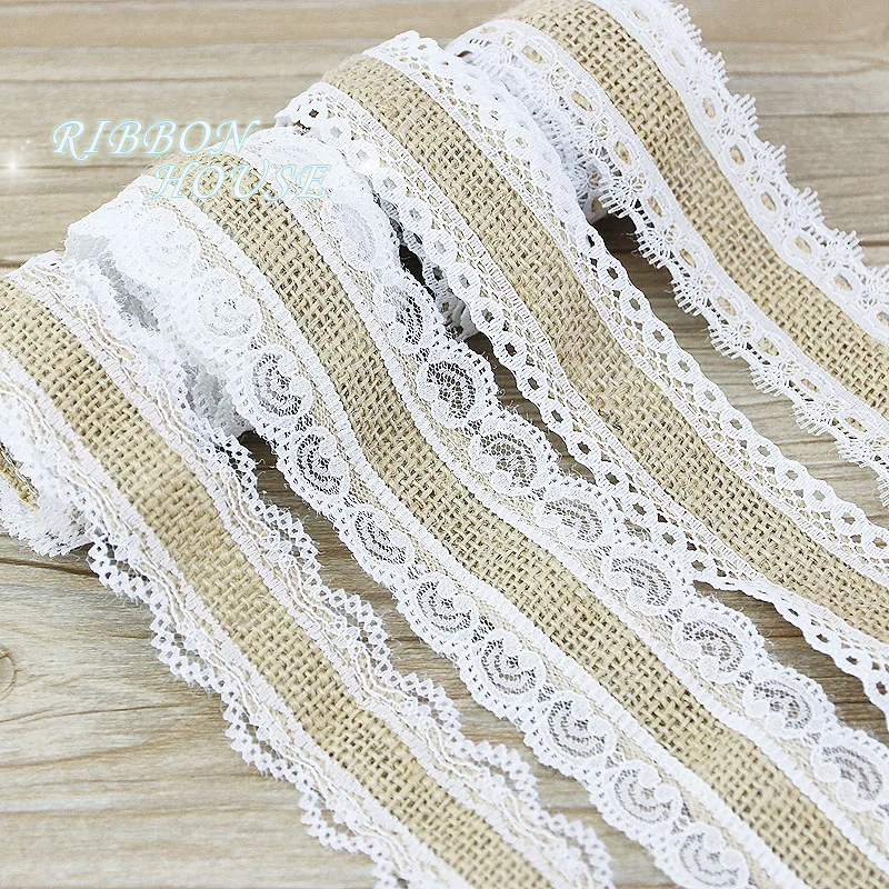 

(5 м/лот) Лента из натуральной джутовой мешковины с хлопковой кромкой DIY отделка ткань шитье свадебное украшение кружева