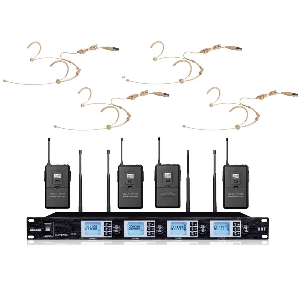 Профессиональный микрофон 4X100 каналов UHF для улицы сценическая система|wireless