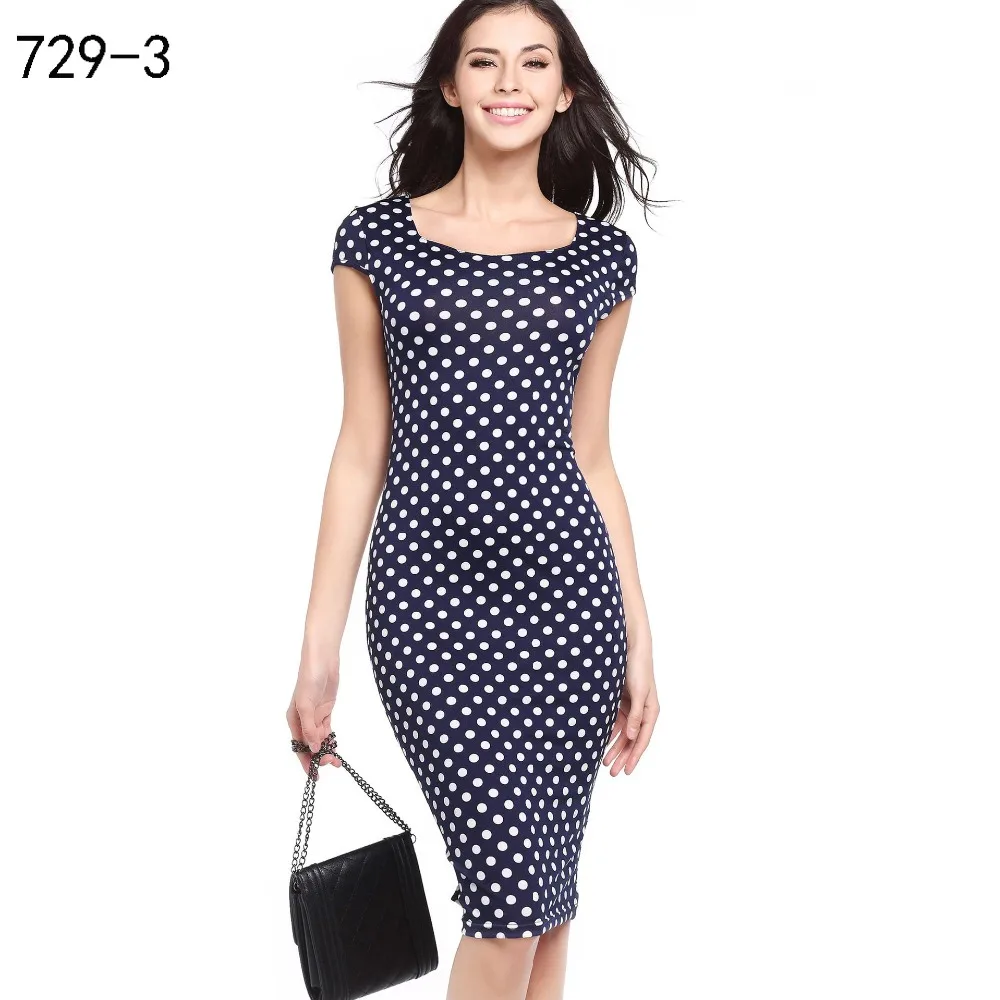 Женское облегающее платье-карандаш в горошек вечерние платья стиле ретро с