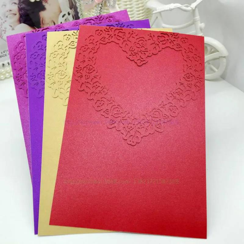 30 шт./компл. свадебные приглашения с сердечками образцы полые кружевные