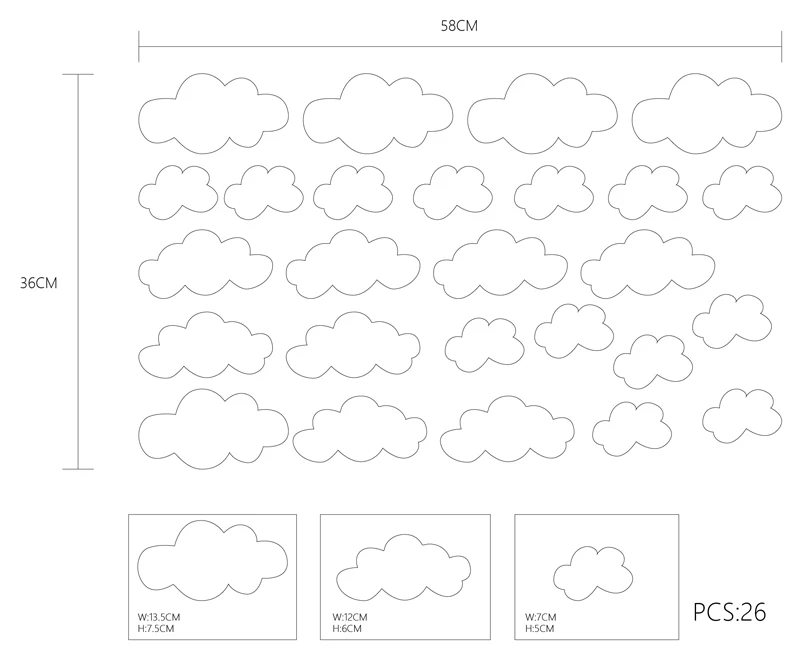 Настенные наклейки сделай сам в виде белого облака детская комната спальни