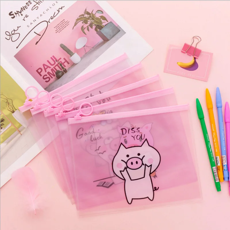 Креативная розовая свинка А5 сумка для файлов Корейская милая девушка с сердцем