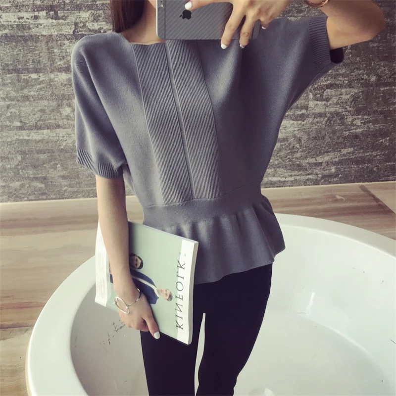 Новинка весны 2017 свитер куртка женский свободный с рукавом пять ba футболка