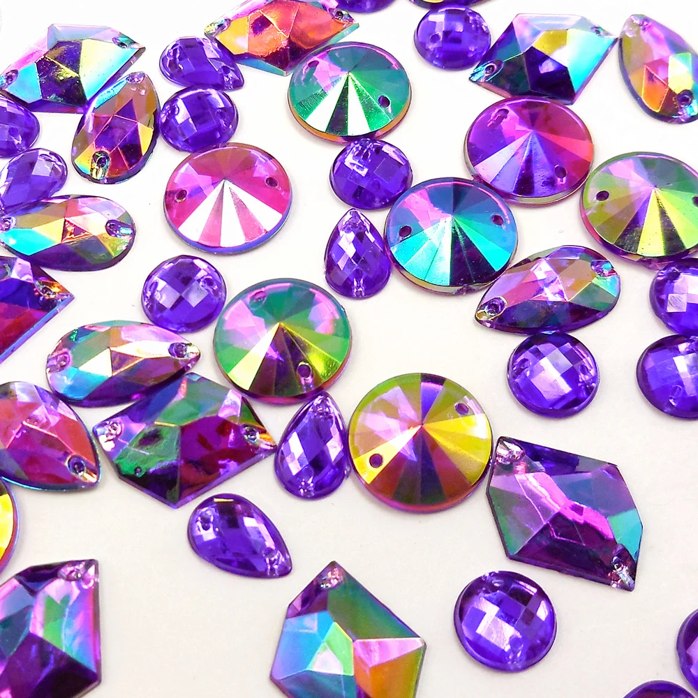 Смешанная Фиолетовый 240 шт. пришить Одежда Пришивные АВ Стразы для пришивания