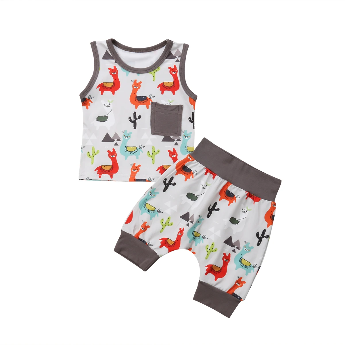 2 шт. одежда для малышей комплект одежды мальчиков с рисунком животного жилет топ