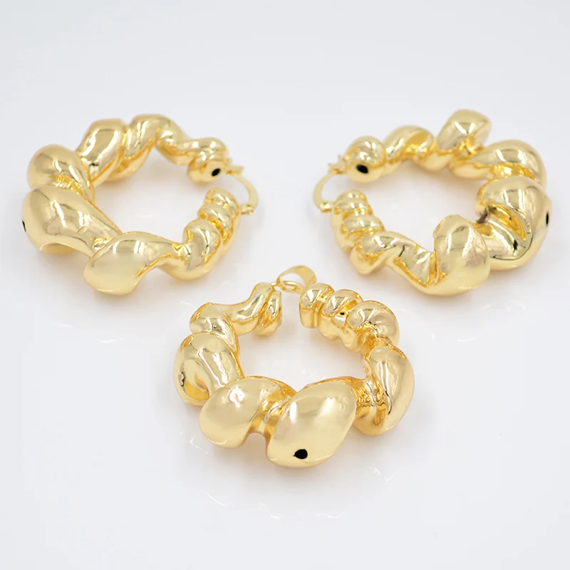 Женские медные сережки обручи Sunny круглые витой веревочки с подвеской вечерние