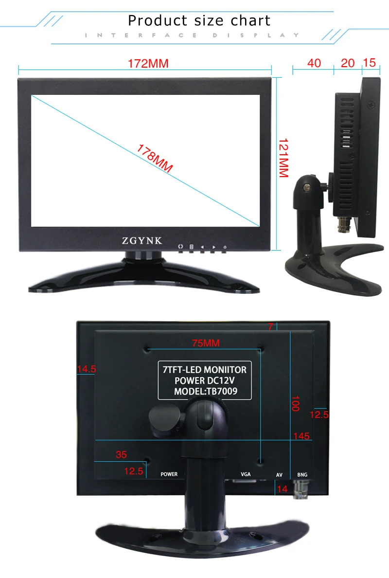 7 дюймовый промышленный ЖК монитор компьютера HDMI hd AV VGA BNC вход экран|monitor hdmi|industrial