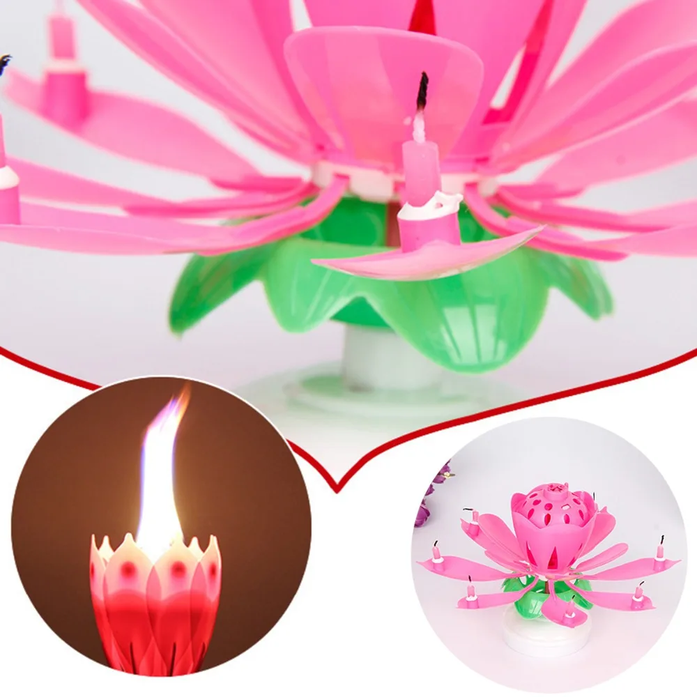 Инновационный вращающийся Топпер для торта музыкальный Цветущий цветок лотоса