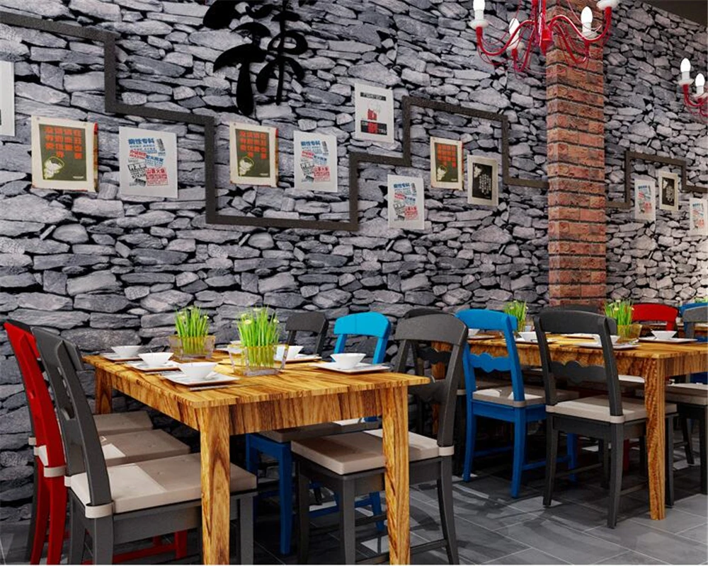 

Beibehang Simulation Brick Stone Brick Restaurant Cafe Clubhouse Wallpaper Personality Waterproof Wallpaper roll papel de parede