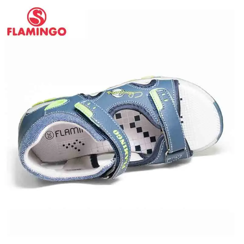 Летняя брендовая разноцветная синяя повседневная детская обувь с застежкой